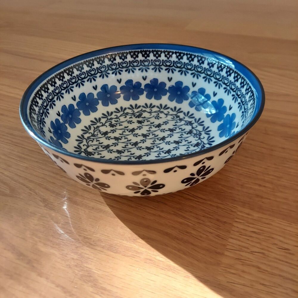 Polonia Made In Japan Ceramic Bowl White Blue Floral